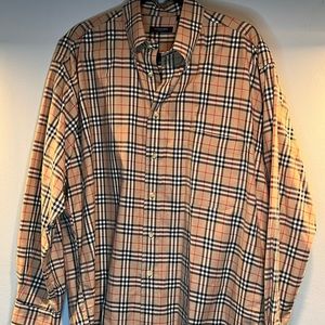 Burberry print button up shirt made in the USA